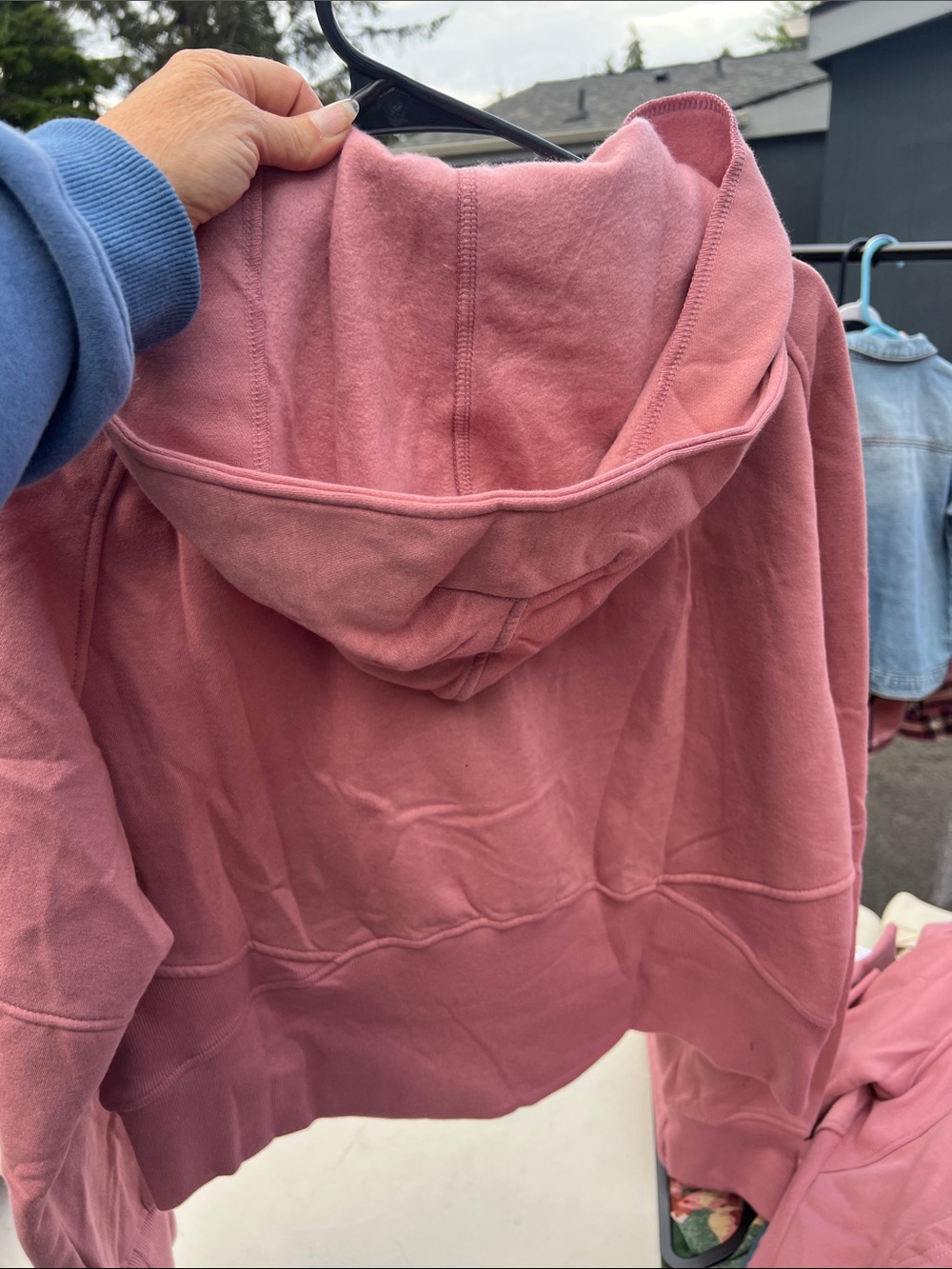 Women’s Half-Zip Hoodie Sweater - Dusty Rose - Picture 2 of 2